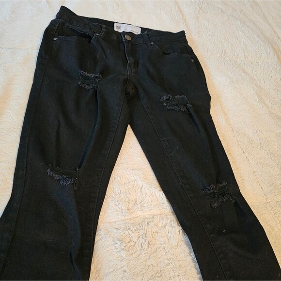 RSQ Ibiza Skinny Jeans Distressed, Ripped Black, Junior Size 1 - Picture 2 of 5